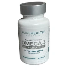 Pure Health Research Omega-3 Fish Oil NANO POWERED 60 Softgels 4x Better Absorp