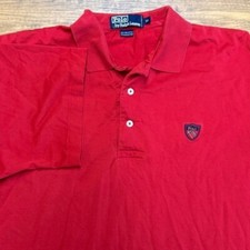 VTG Polo Ralph Lauren SS Polo Mens Medium Golf Crest Fine Cotton Red Preppy