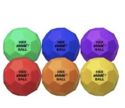 Floor Hockey Ball Lot Shield Hex Balls Set of 6 New Indoor School Active Gym