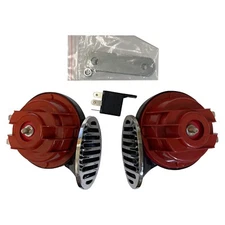 Universal Red Snail Electric Air Horn Set High 510 / Low 410 w/ Relay Kit