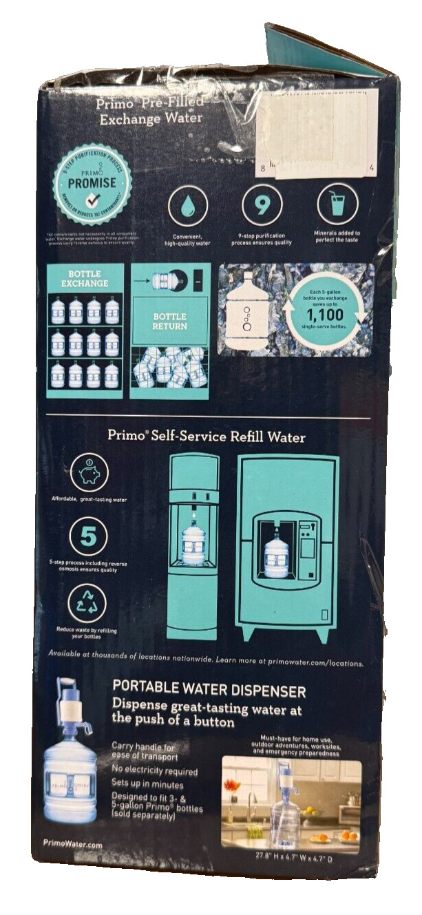 Primo Portable Water Dispenser , Fits 3- &5- Gallon Primo Bottles - Brand New!