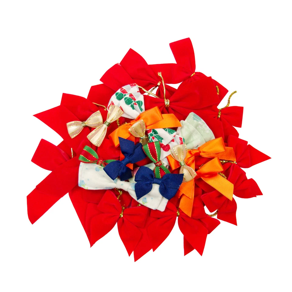 Pre-Made Gift Wrapping Fabric Bows Sew Glue Tie-On Applique Velvet Ribbons 32pcs - Image 2 of 4