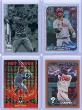 BRYCE HARPER (4) Card Baseball Lot - Refractor, Mosaic Hot Sauce, Numbered