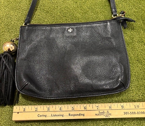 Tory Burch Crossbody Miller Tassel Black Pebble Leather, Shoulder Strap, READ - Picture 2 of 8