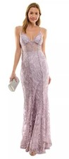 Speechless Embroidered V-Neck Illusion Lace Prom Dress Junior's Lavender SZ 7