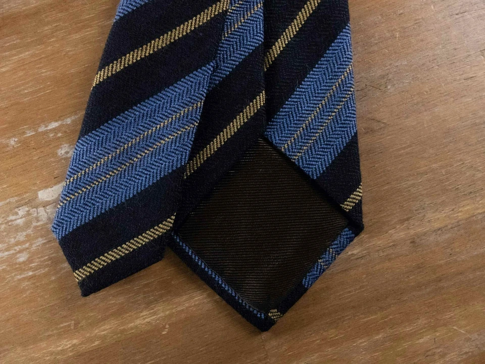 CHURCH'S of England Corbata Lana Rayas Azul Auténtico Nuevo Con Etiquetas Diseñador Foto 4 de 4