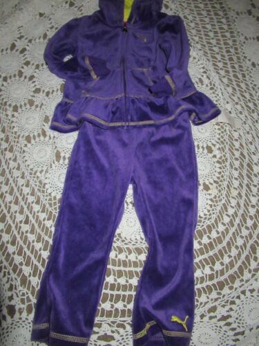 Neuf avec étiquettes ensemble pantalon à capuche velours violet Puma bébé fille 24 m livraison gratuite États-Unis - Photo 1/2