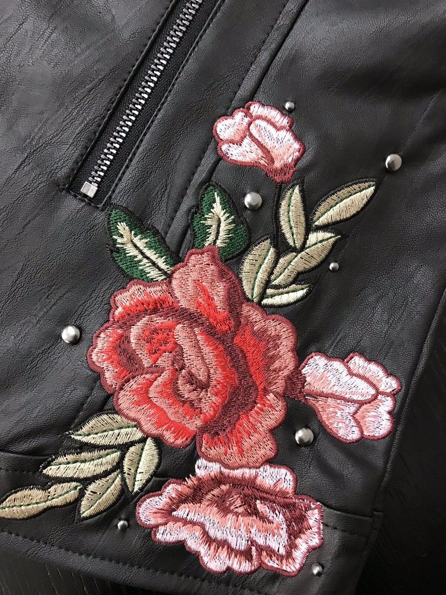 Nanette Lepore Faux-Leather Moto Jacket Bloom Floral
