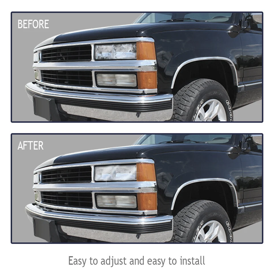 2X Clear Headlight Lens Cover Fit For 1994-98 GMC C1500/2500/3500 Sierra Suburan - Image 3 of 4