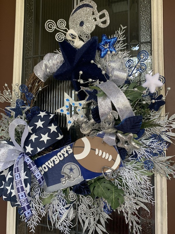 Dallas Cowboys Grapevine Wreath, Front Door Wreath,Football Wreath,NFL Wreath