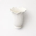 RARE Vintage STANGL ~ Cream/White Ribbed Vase  10"x4" Signed/Marked Pottery