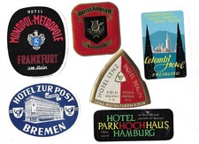 Germany 6 Hotel Luggage Labels Hannover Bremen Frankfurt Freiburg K&ouml;ln Hamburg
