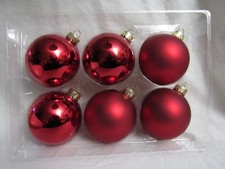 Ashland Christmas Noel Red Shiny  Matt Finish Glass Ornaments 3.1" Set of 6