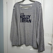 Live Kelly & Ryan Shirt Womens XL Navy Blue White Striped Cotton Terry Top NWT
