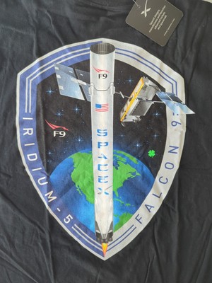 Space X Tshirt NWT Men's Size Large F9 RIDIUM-5 FALCON 9
