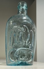 Pontil Era Flask Pittsburgh Double Eagle Wm McCulley Scarce 1860s Pint Pristine
