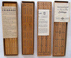 4 Vintage Wood CRIBBAGE BOARDS in boxes, Milton Bradley, McCrillis, Pacific,Lowe — photo 3