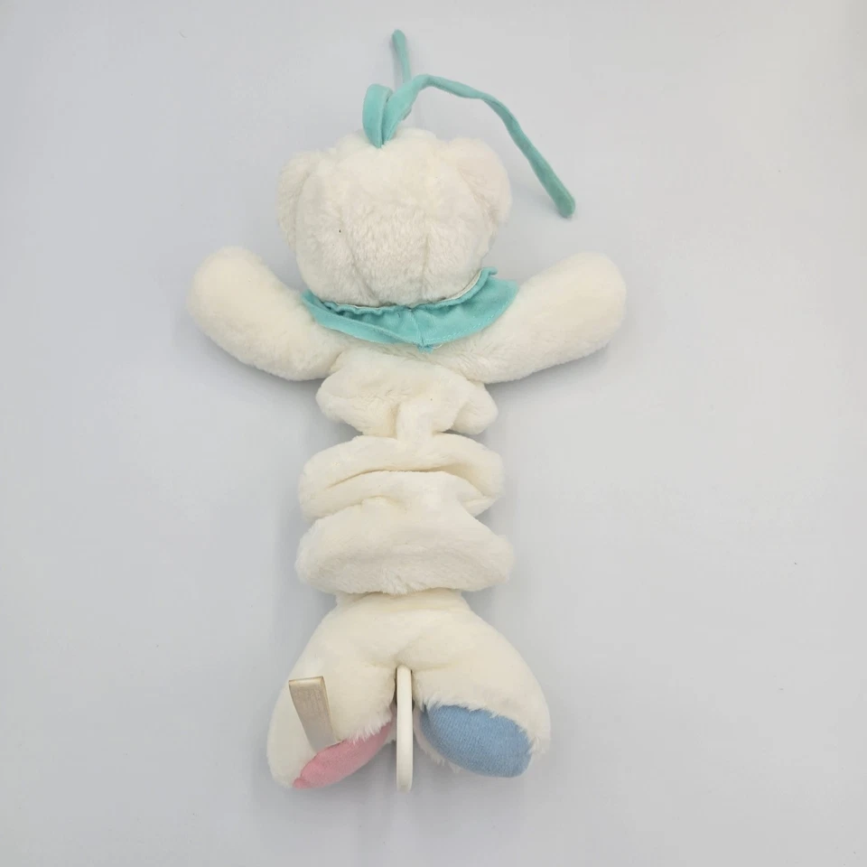 Vintage Soft Dreams White Teddy Bear Musical Crib Pull Toy Plush Baby Lullaby - Imagem 3 de 4