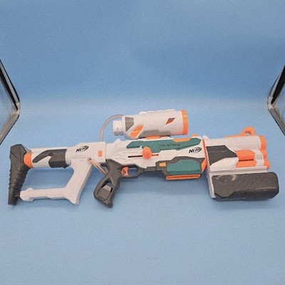 Nerf Modulus Tri-Strike Blaster W/ Attachments & Darts! Complete Set