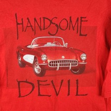 Vintage Handsome Devil Shirt Mens XL Red 50s Chevrolet Corvette Car Graphic C1