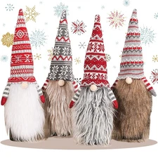 4 Pieces Christmas Plush Gnomes Wine Bottle Topper Cover，knitted Tomte Christ...