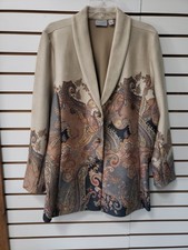 GRAVER SUSAN GRAVER SUEDE FEEL BLAZER ABSTRACT PAISLEY BEIGE XL