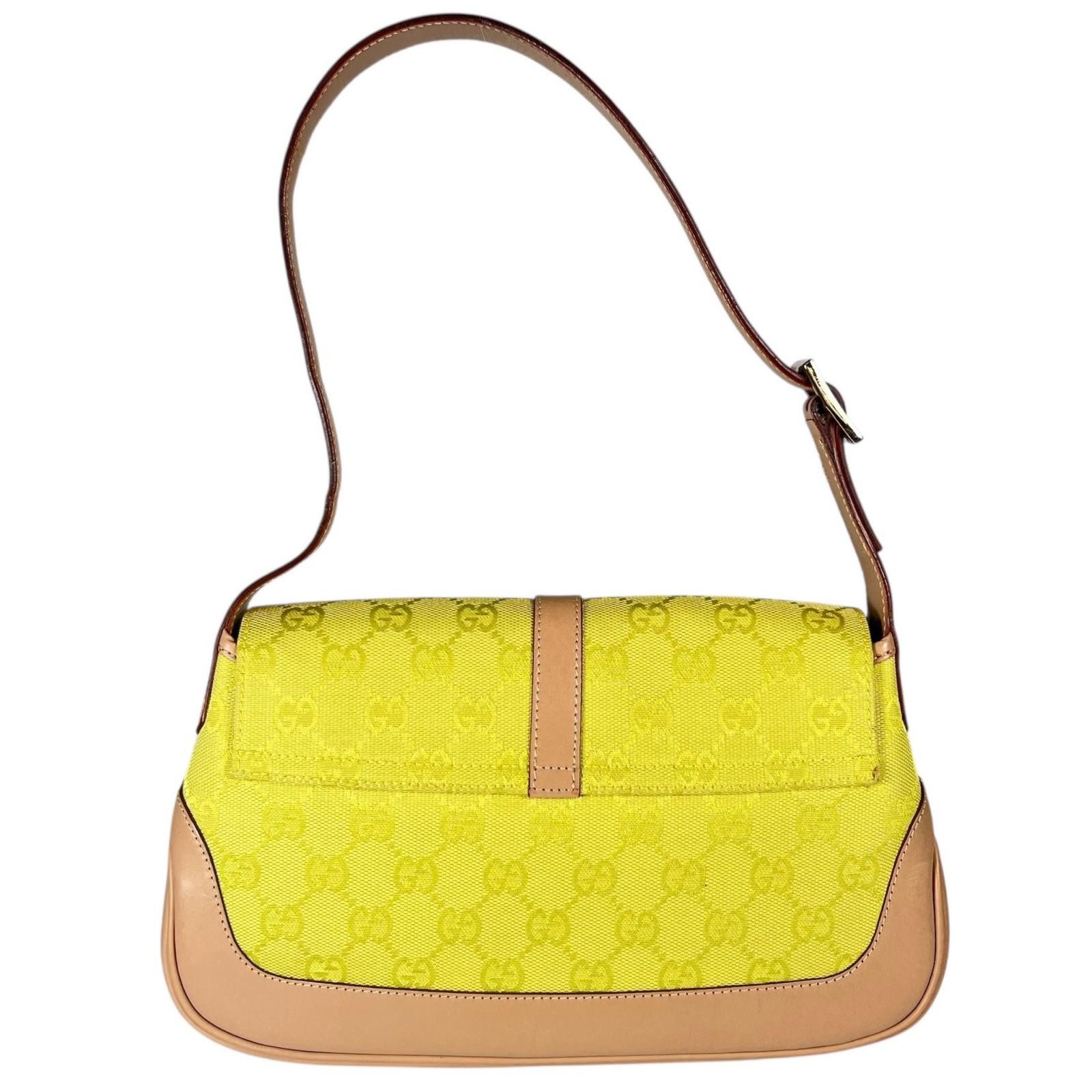 Gucci Jackie 001-3824 Shoulder Bag GG Canvas Lemon Yellow Women's Japan thumbnail 17