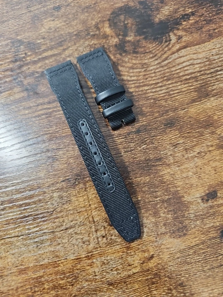 Correa de reloj IWC 21/18 mm Big Pilot cuero lona negra clic rápido OEM IWE0MLNM Foto 3 de 4