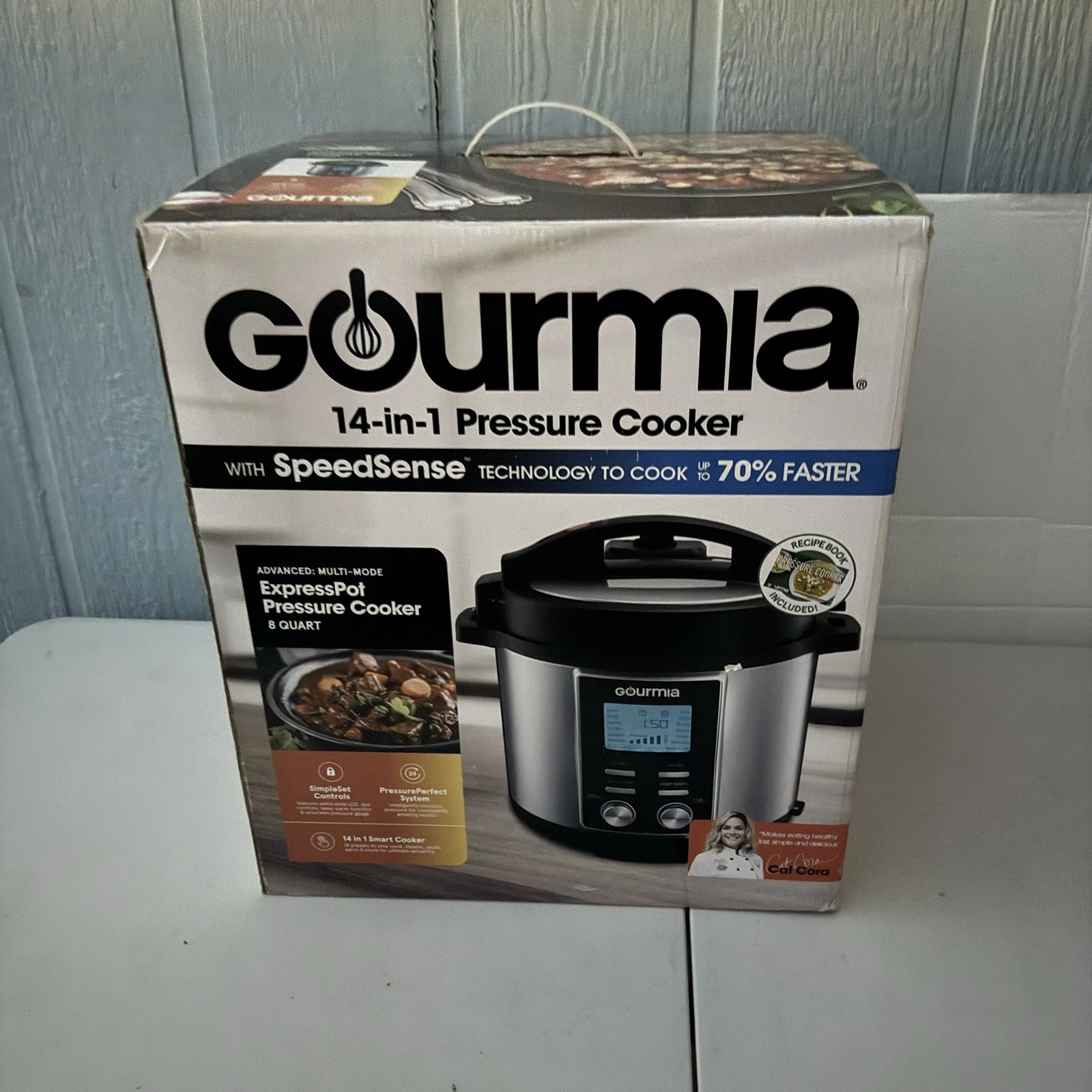 Gourmia 6-Quart Pressure Cooker with Auto Release, Stainless Steel Open Box