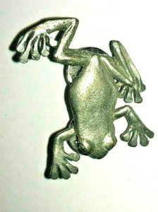 G G Harris  Vintage Tree Frog Brooch Pewter Signed 1994 Pin Back Jewelry