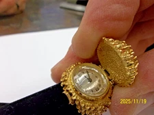 Super Rare Le Coultre 14K Yellow Gold Hand Winding Ring Watch 17jewel-RUNS GREAT