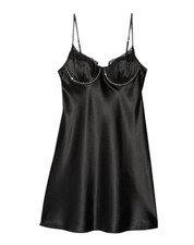 Victoria  s Secret Satin and Lace Embellished Cup Slip Dress Black Medium New 8 
