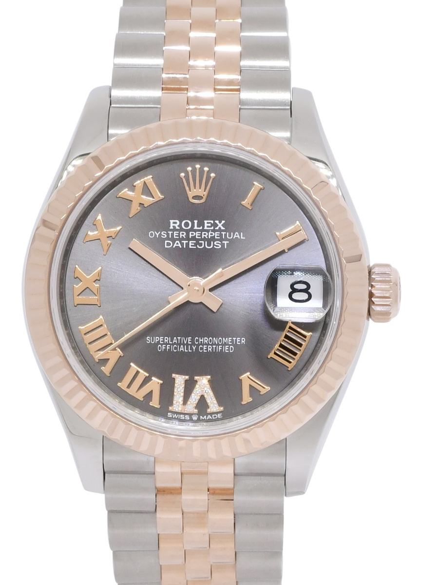 Rolex Datejust 31 18k Rose Gold/Steel Slate Gray Diamond VI Ladies