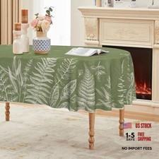 Spring Tablecloth 60x84 Inch Oval Plants Wild Fern - Green