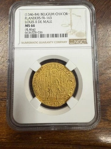 (1346-84) Belgium Cha'Or Flanders  Louis II De male NGC MS66 "RARE" GOLD COIN
