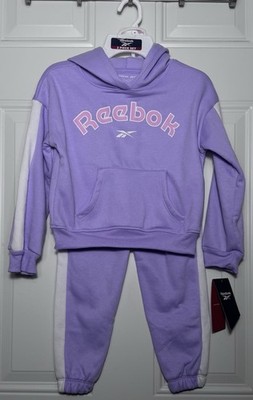 Reebok Kids Lavender Fleece Hoodie Jog Set 2pc Size 6 NWT