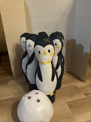 Sunnylife Inflatable Penguin Bowling Set Outdoors Or Indoors Six Pins And Ball