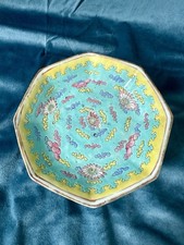 Antique Chinese Octagonal Bowl ? Hand-Painted ? Late Qing / Republic Period ? 6?