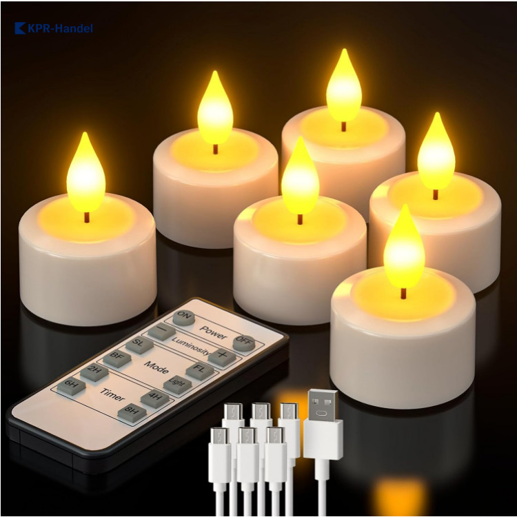 LED Teelichter mit Fernbedienung | Timer & Dimmbar | USB-C Aufladbar