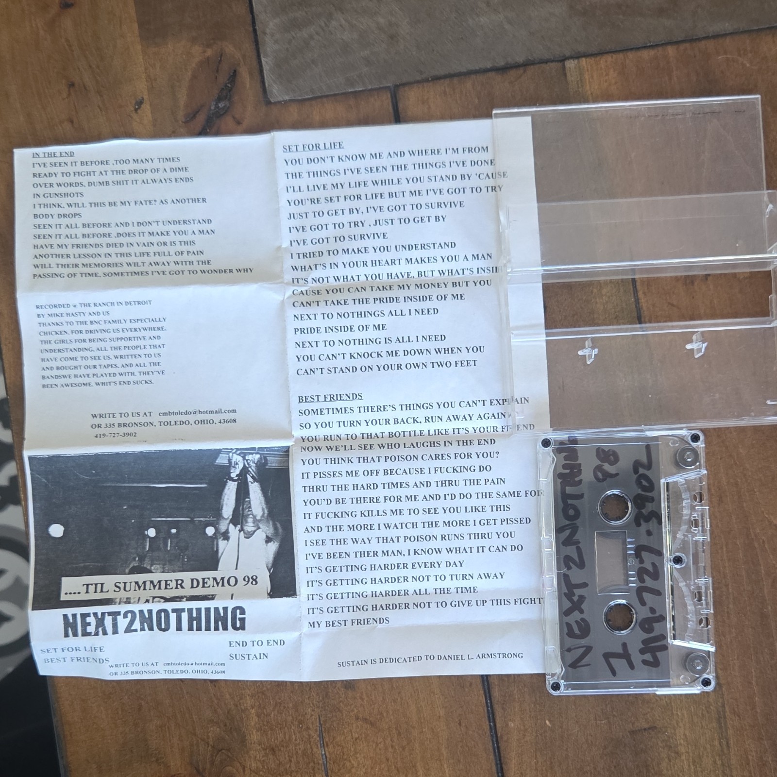 Next2Nothing Til Summer Demo 98 Cassette Clear 1990s Toledo Ohio Demo 1998 image 4