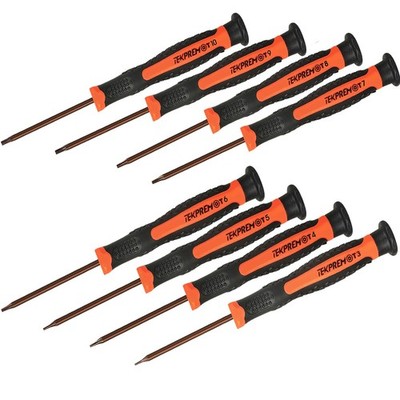 TEKPREM 8 in 1 Small Torx Screwdriver Set with T3 T4 T5 T6 T7 T8 Orange-black 