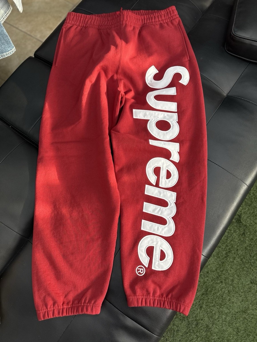 Supreme Satin Appliqué Sweatpants FW25 Brand New Size Large Red