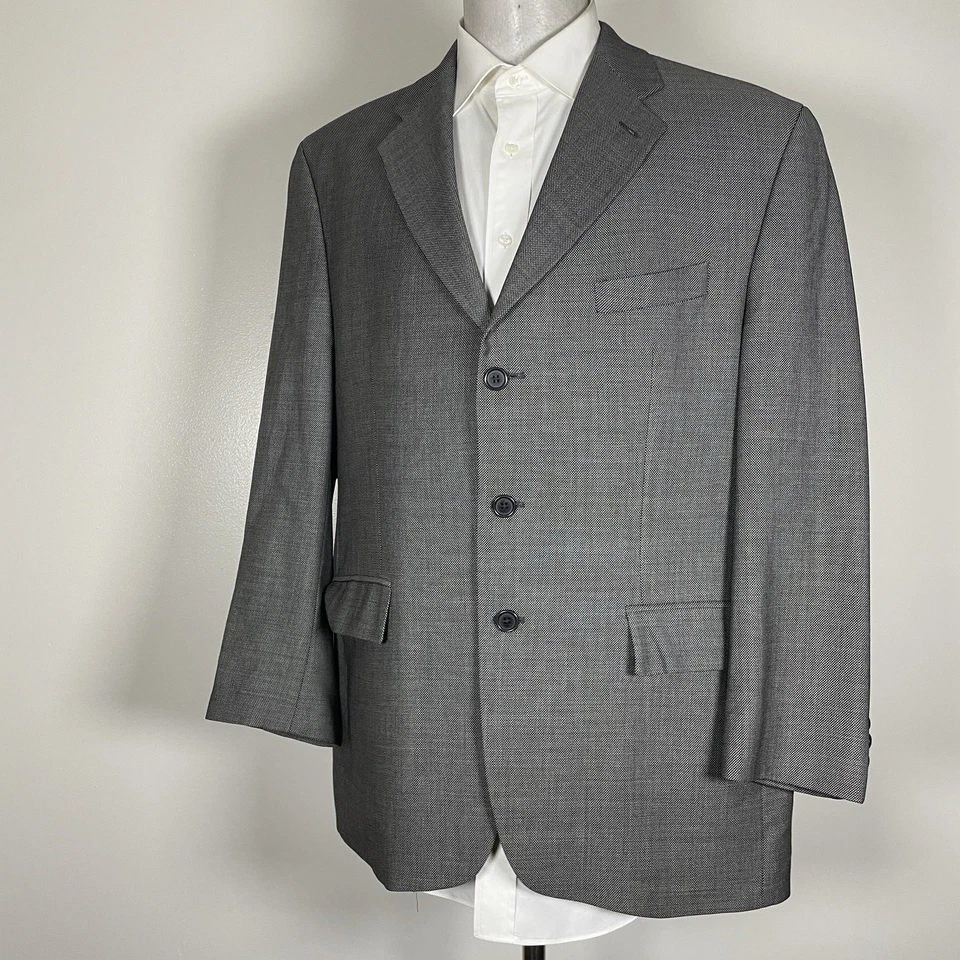 Abrigo Deportivo Chaps Ralph Lauren Para Hombre 44R Gris Lana Cachemira Tres Botones Foto 3 de 4