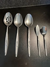 Vintage Carlton Japan Stainless Woodcrest 5 pcs Serving Set CAS1 Spoon Ladle