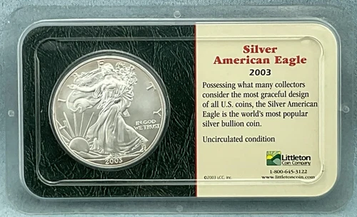 2003 Silver American Eagle Uncirculated Littleton 99.93% Silver Content Bullion