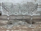 Set Of 4 Vtg Waterford Crystal Powerscourt White Wine Glasses 6 3/8" Ireland
