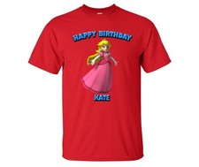 Super Mario Princess Peach Personalized Custom Happy Birthday Shirt in 8 Colors