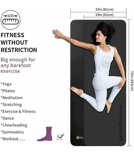 XXL Yogamatte Sport Fitness Yoga Matte 81x113 cm Breit Rutschfest TPE Tragegurt - Bild 5 von 10