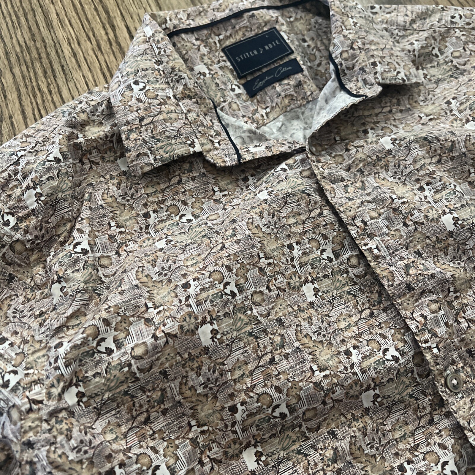 Stitch Note Men Button Up Pattern Dress Shirt L - image 2