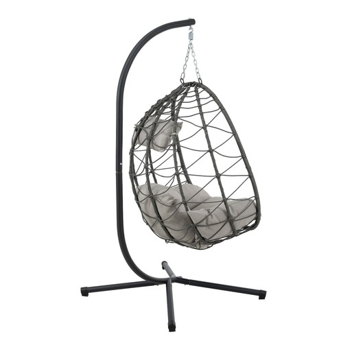 2 Person Rattan Egg Hanging Chair Patio Outdoor Indoor Wicker Swing with Stand - Picture 57 of 89